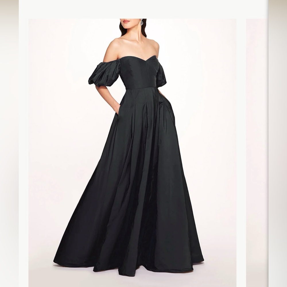 Marchesa Notte Ballon Sleeve Tafetta Gown
